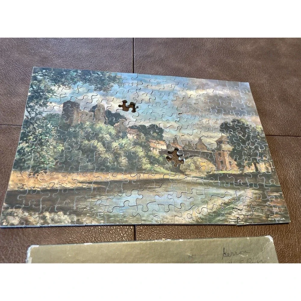 Vintage Double Sided Wooden Puzzle Max Hofler Painting Marshall Field Wood - Mis
